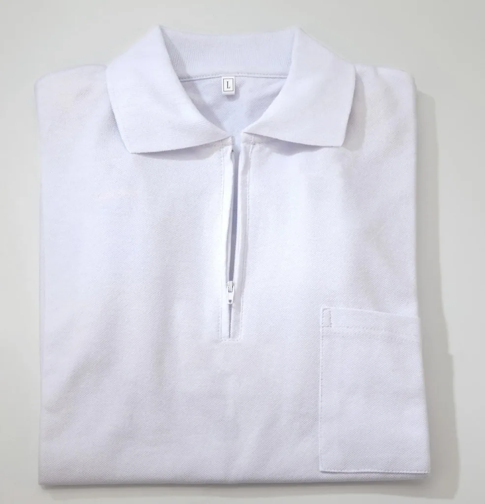Poloshirt mit Reißverschluss, weiß. Gr. XL