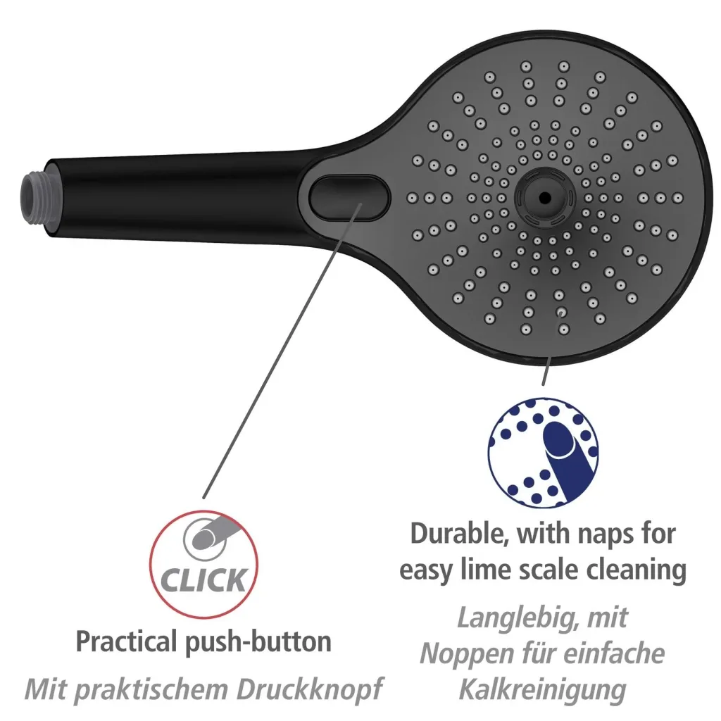 Duschkopf Ultimate Shower Schwarz/Grau, Ø 13 cm