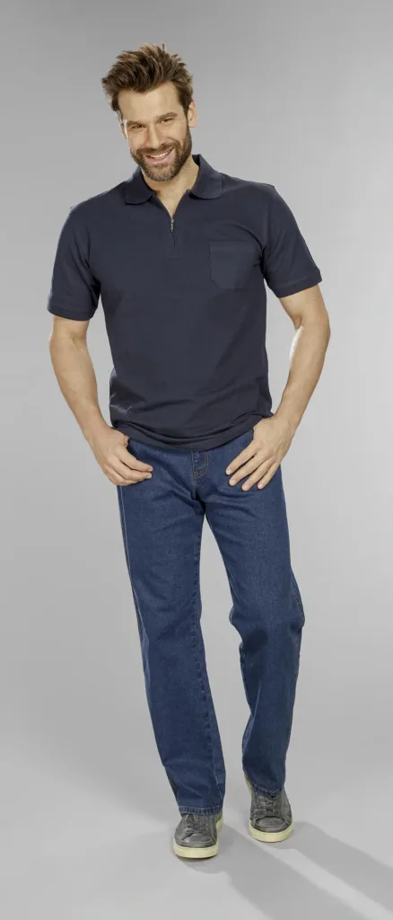 Poloshirt mit Reißverschluss, marine, Gr. L