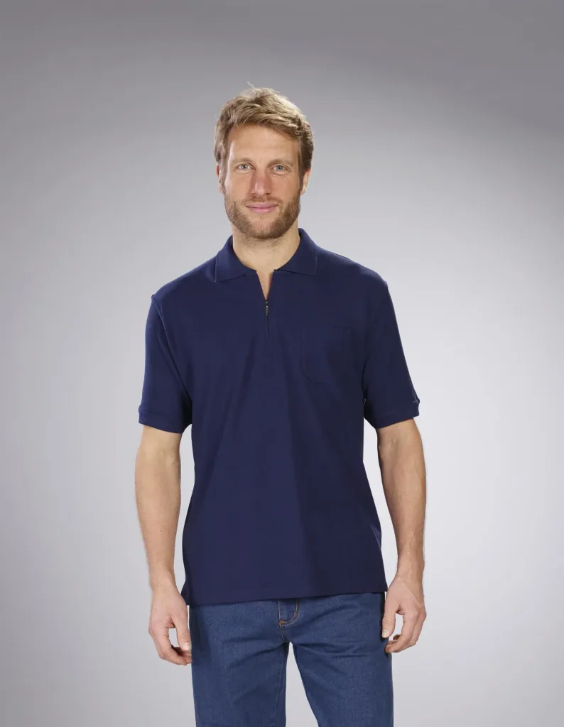 Poloshirt mit Reißverschluss, marine, Gr. L