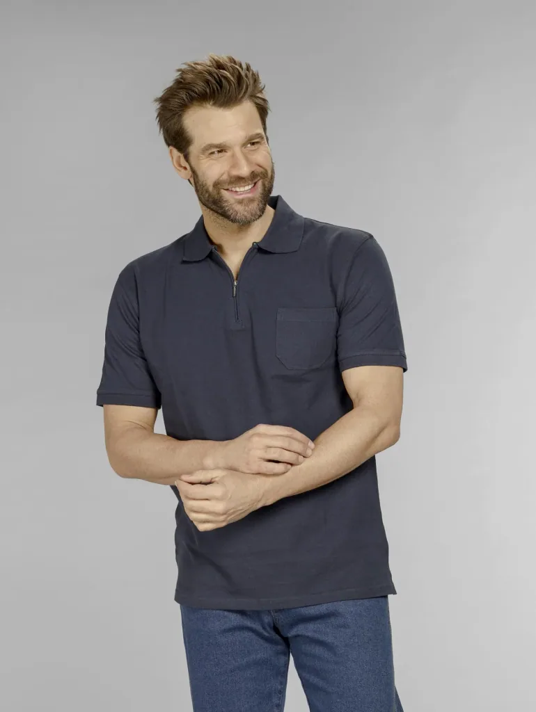 Poloshirt mit Reißverschluss, marine, Gr. L