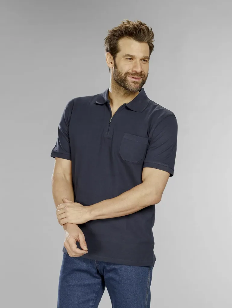 Poloshirt mit Reißverschluss, marine, Gr. L