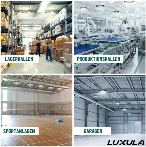LED-HighBay in UFO-Form bietet 200 W, 20100 lm, 5000 K (neutralweiß) und IP65 Schutz.