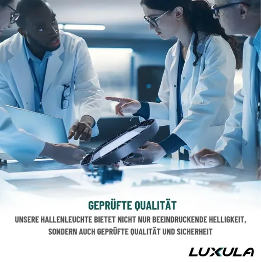 LED-HighBay in UFO-Form bietet 150 W, 14400 lm, 5000 K (neutralweiß) und IP65 Schutz.