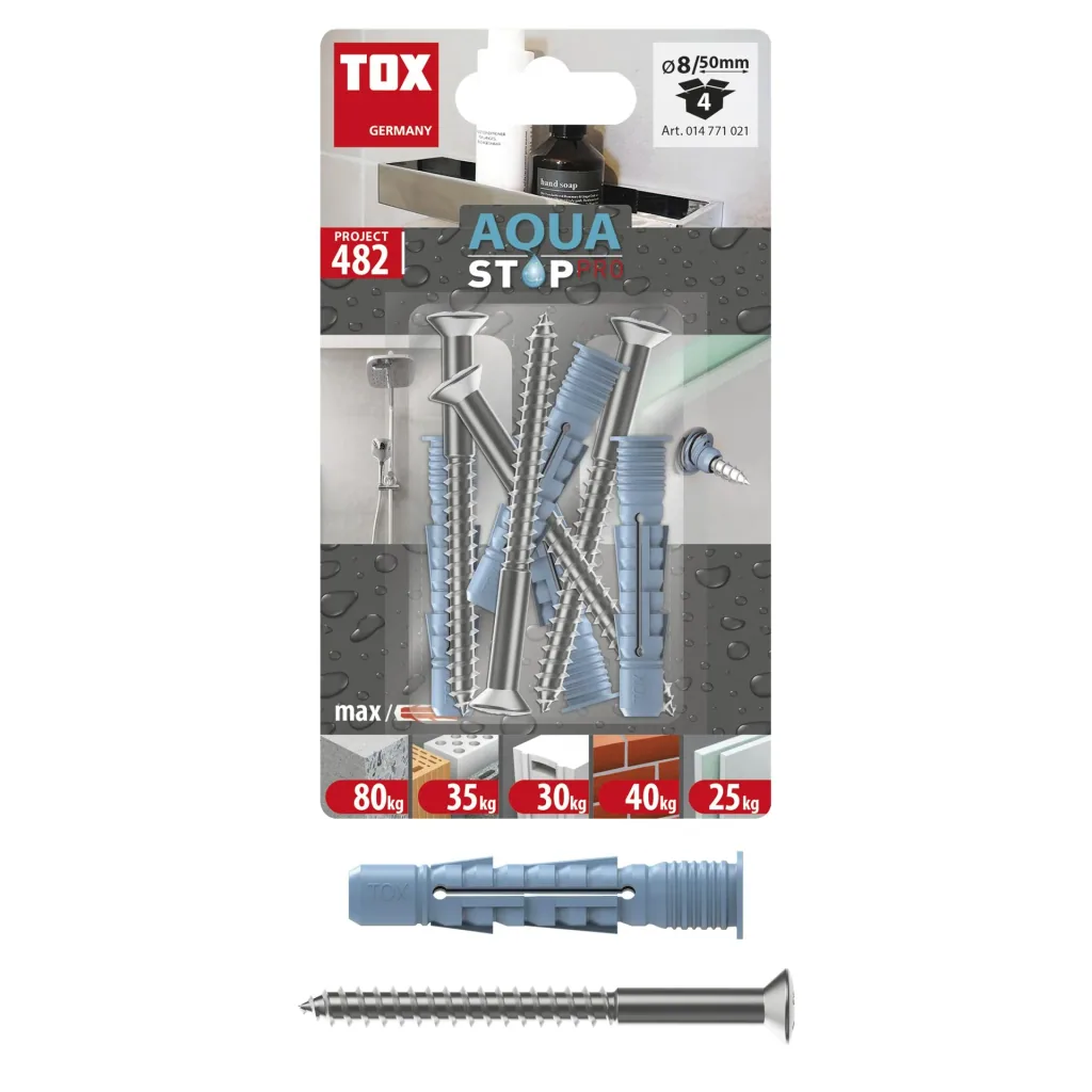 Allzweckdübel Aqua Stop Pro 8 x 50 mm + Linsenkopfschraube 6 x 70 mm, 2 Stück