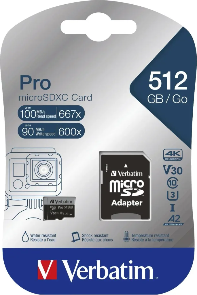 512 GB microSDXC Speicherkarte mit SD Karten-Adapter, U3, UHS-I