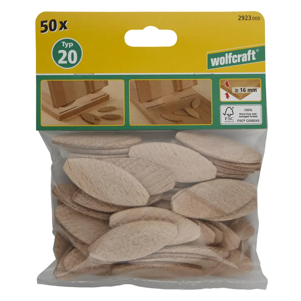 Verbindungsplättchen Typ 20, 50 Stück, für Brettstärken von ≥ 16 mm
