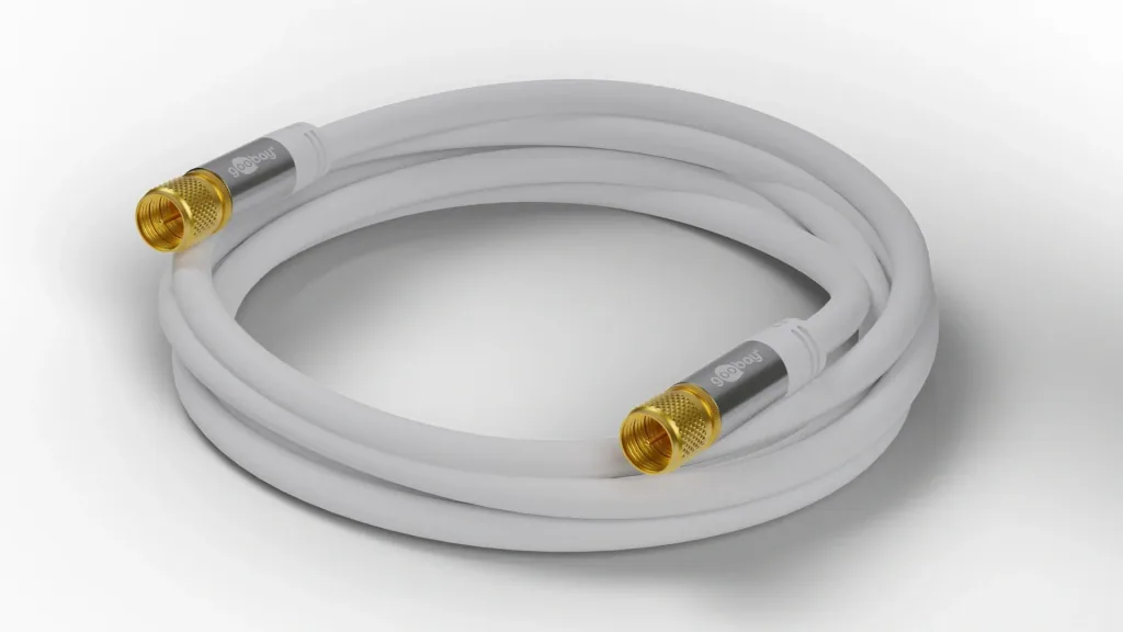 SAT Antennenkabel 135 dB, 4x geschirmt, 10 m, Weiß - vergoldet, F-Stecker > F-Stecker (70653)