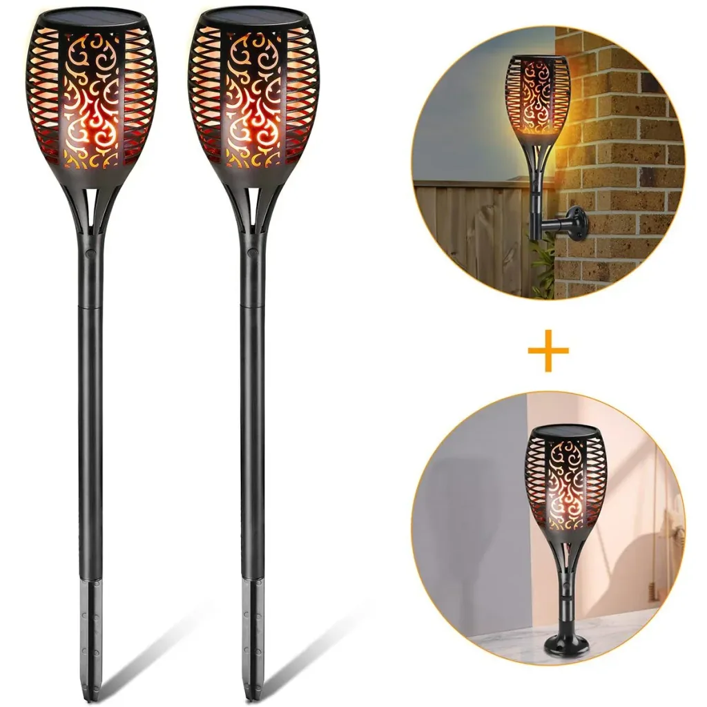 Gartenfackel - Solar - 2 Stück - Mit USB-Anschluss