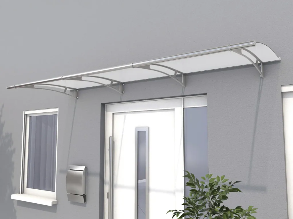 Pultvordach L 270, 270 x 95 x 17 cm, Edelstahl, 4 mm satiniert weiß