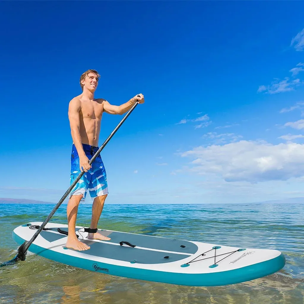 SUP Board mit viel Zubehör Weiß+Blau+Grau 320 x 76 x 15 cm