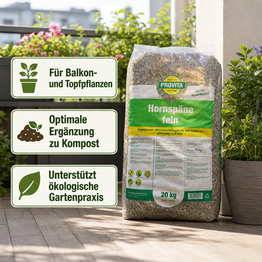 Hornspäne Dünger 20kg, Bio Langzeitdünger, organischer Stickstoffdünger, 1-4 mm