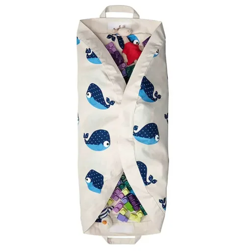 3 Sprouts Spielmatte / Spielzeugsack Wal blau