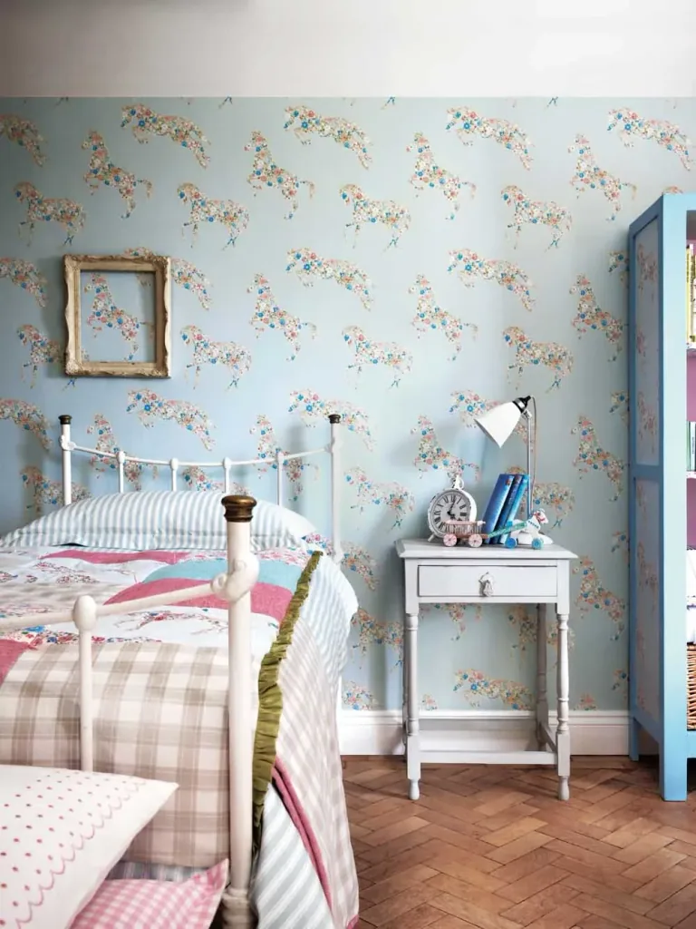 Little Sanderson Abracazoo Tapete Blumen Pferde rosa