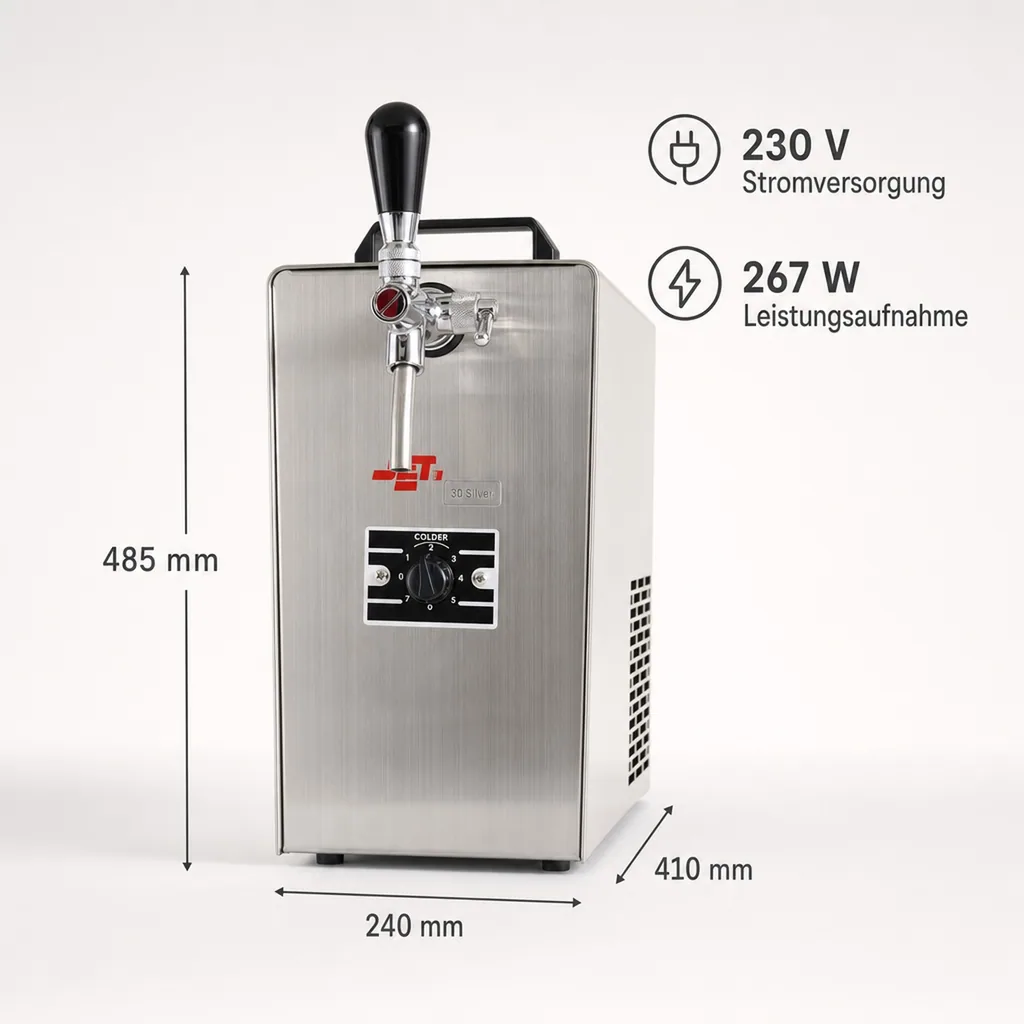 Zapfanlage JET 30 Bierzapfanlage, Bierkühler - Durchlaufkühler 1-leitig Trockenkühler, bis zu 35 Liter/h