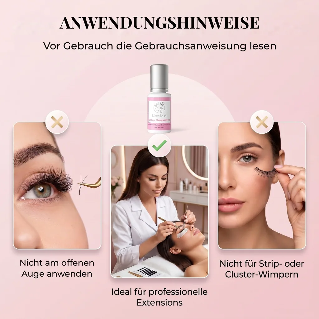Ultra sensibles Wimpernkleber Liore Lash – Starker Halt Wimpernkleber, 3–4 Wochen Haltbarkeit, Kleber für Wimpernverlängerungen