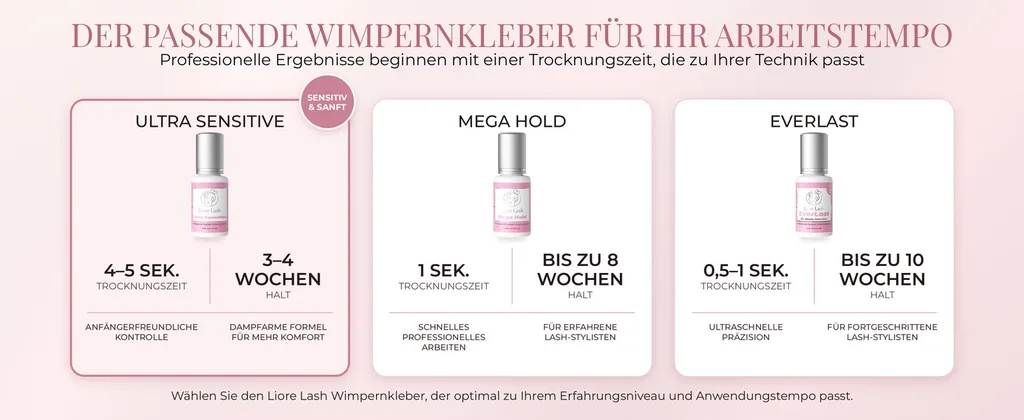 Ultra sensibles Wimpernkleber Liore Lash – Starker Halt Wimpernkleber, 3–4 Wochen Haltbarkeit, Kleber für Wimpernverlängerungen