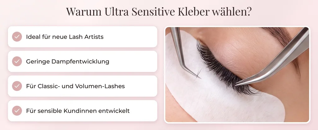 Ultra sensibles Wimpernkleber Liore Lash – Starker Halt Wimpernkleber, 3–4 Wochen Haltbarkeit, Kleber für Wimpernverlängerungen