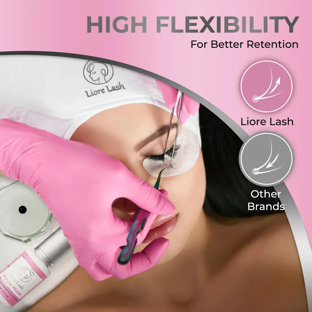 Wimpernverlängerungs-Kleber Liore Lash / Mega starker Halt 8 Wochen / 1 Sek. Schnelltrocknend/Schwarzer Kleber Profi-Zubehör für Classic Volume Wimpern