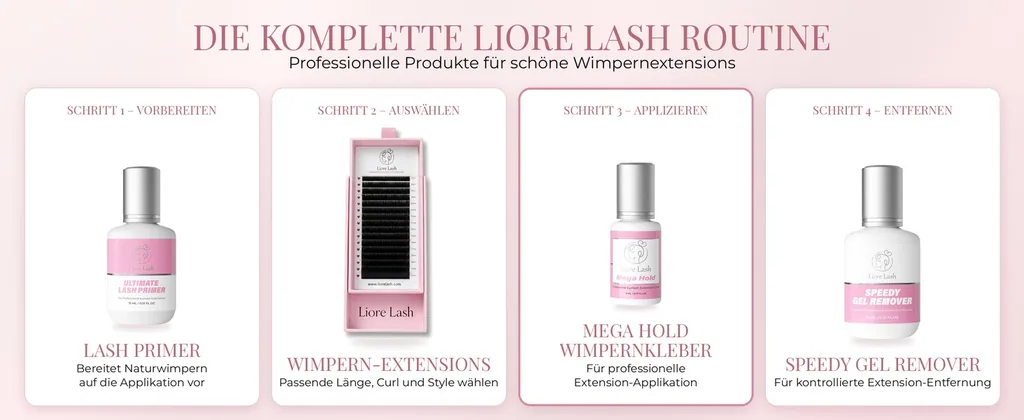 Wimpernverlängerungs-Kleber Liore Lash / Mega starker Halt 8 Wochen / 1 Sek. Schnelltrocknend/Schwarzer Kleber Profi-Zubehör für Classic Volume Wimpern