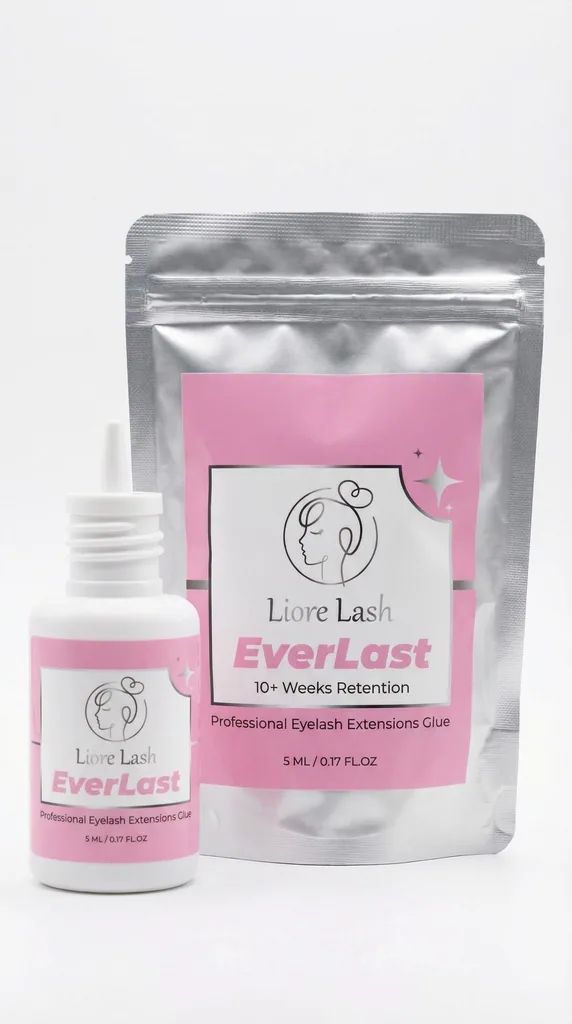 Extra starker Wimpernverlängerungs-Kleber Liore Lash – 0,5–1 Sek. Schnelltrocknend Lash-Kleber, Bis zu 10 Wochen Haltbarkeit, Schwarzer Profi-Kleber für Classic & Volume Wimpern, 5 ml
