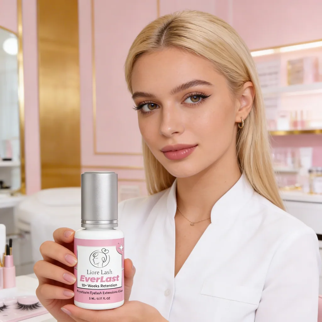 Extra starker Wimpernverlängerungs-Kleber Liore Lash – 0,5–1 Sek. Schnelltrocknend Lash-Kleber, Bis zu 10 Wochen Haltbarkeit, Schwarzer Profi-Kleber für Classic & Volume Wimpern, 5 ml