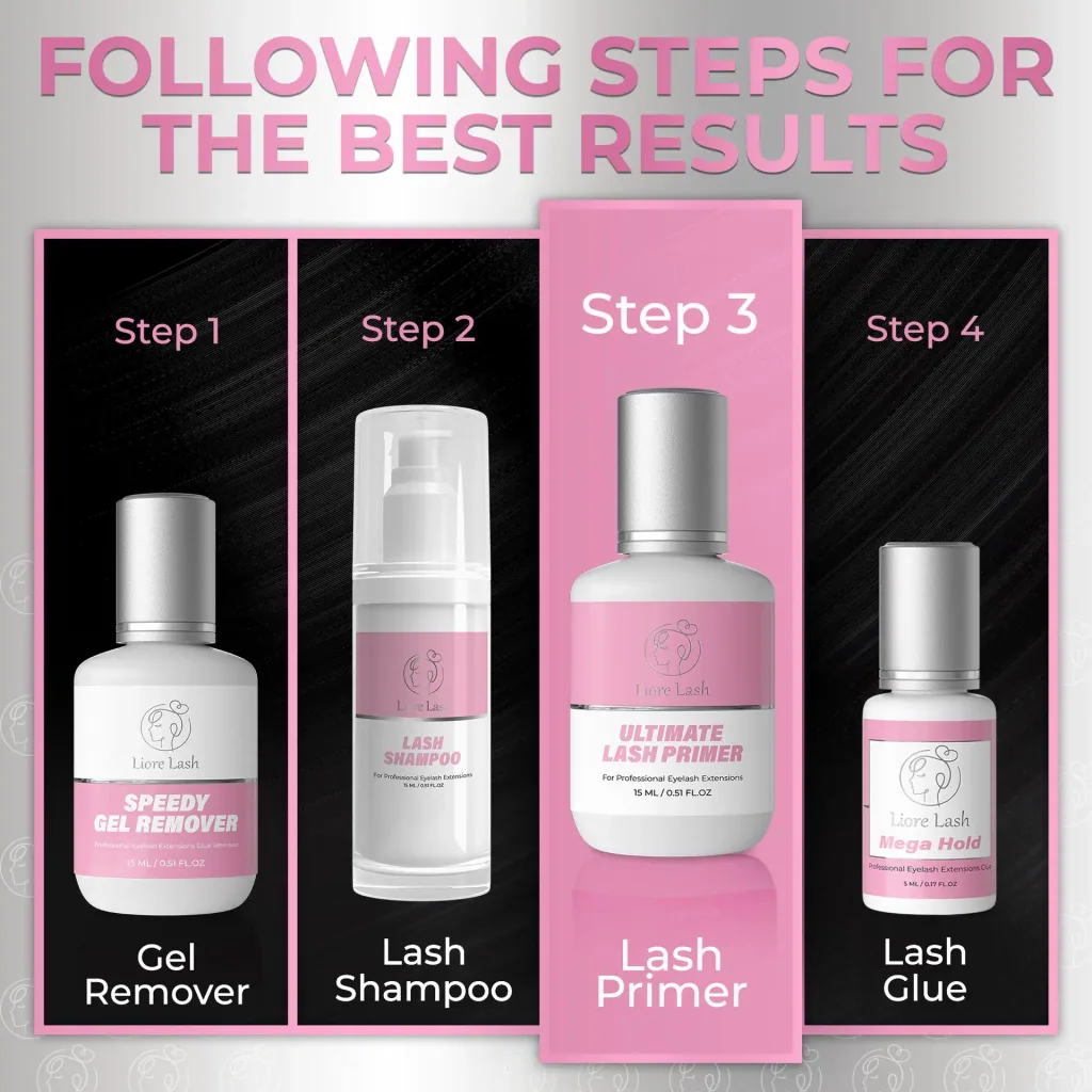 Wimpernverlängerungs-Primer – Liore Lash Profi-Wimpern-Vorbereitung, Bis zu 35 % längere Haltbarkeit, Entfernt Öle & Rückstände, Vorbehandlung für Wimpernverlängerungen, 15 ml
