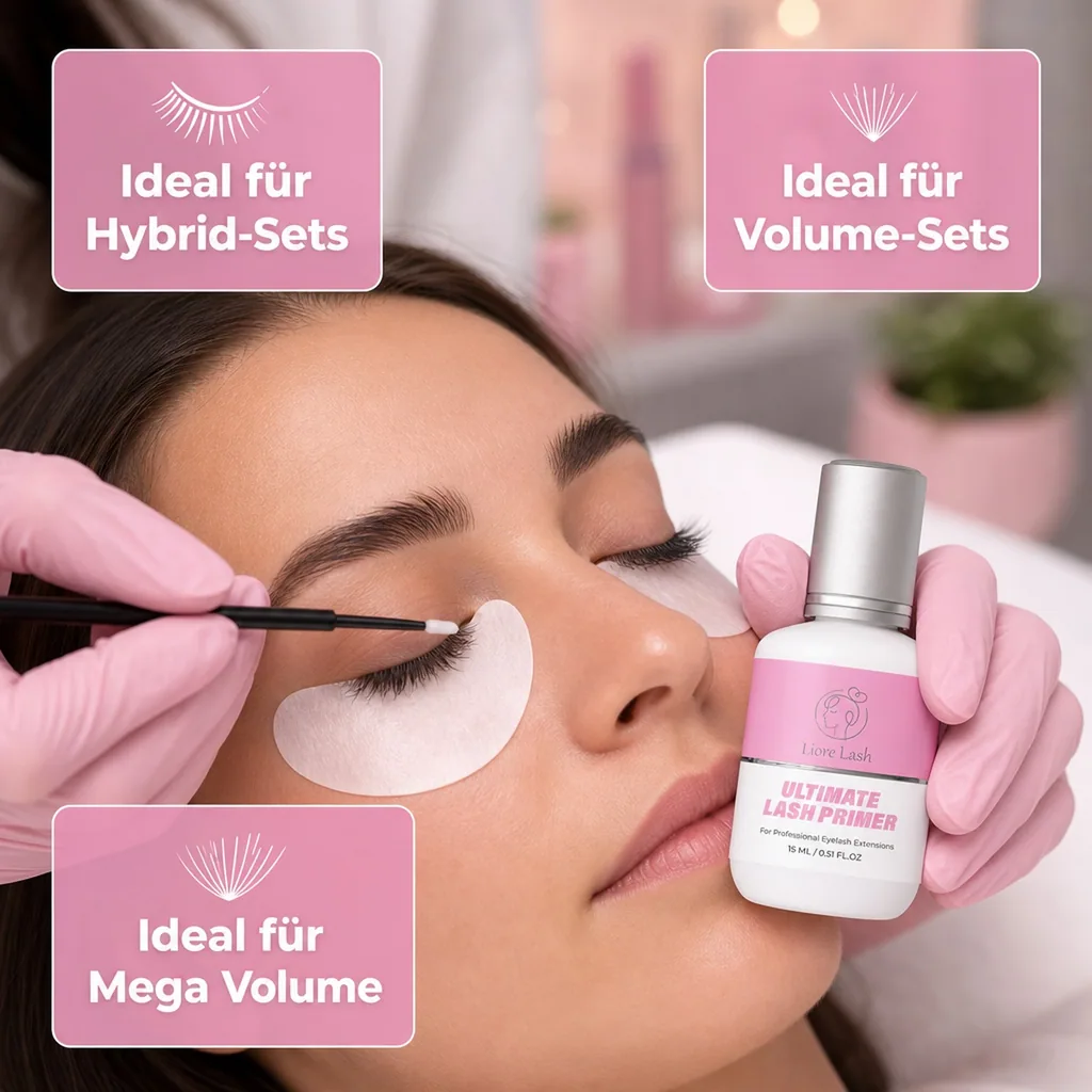 Wimpernverlängerungs-Primer – Liore Lash Profi-Wimpern-Vorbereitung, Bis zu 35 % längere Haltbarkeit, Entfernt Öle & Rückstände, Vorbehandlung für Wimpernverlängerungen, 15 ml