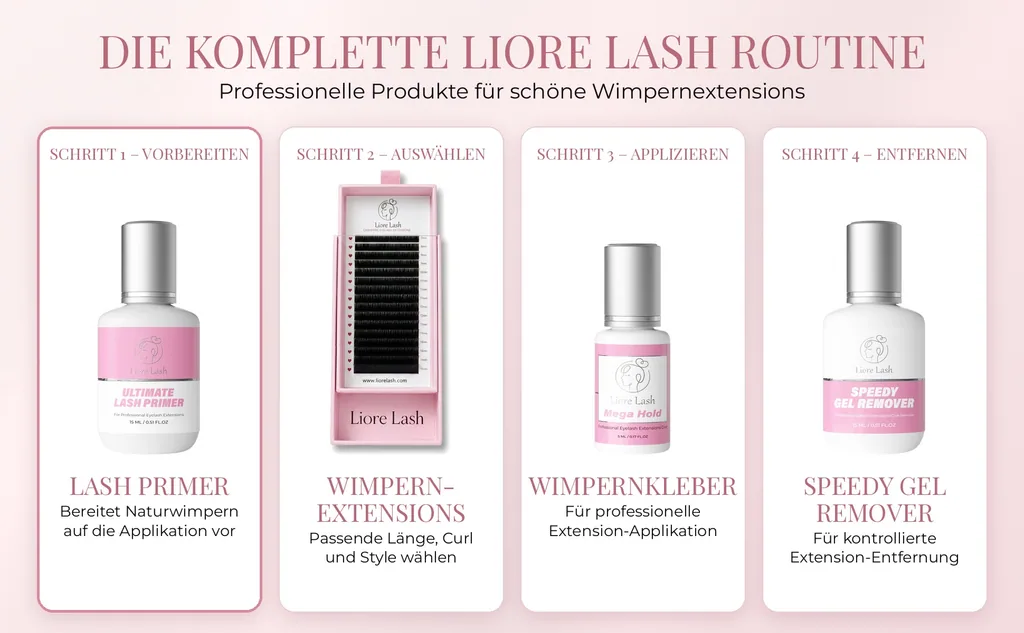 Wimpernverlängerungs-Primer – Liore Lash Profi-Wimpern-Vorbereitung, Bis zu 35 % längere Haltbarkeit, Entfernt Öle & Rückstände, Vorbehandlung für Wimpernverlängerungen, 15 ml