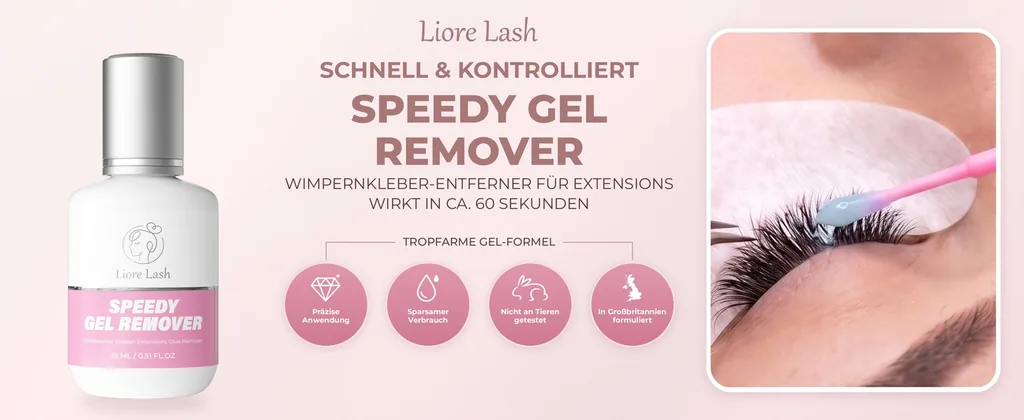 Wimpernverlängerungs-Gel-Remover – Liore Lash Schneller Remover, Schnelle Entfernung von Wimpernkleber in 60 Sekunden, Professionelle Gel-Formel für Wimpernverlängerungen, 15 ml