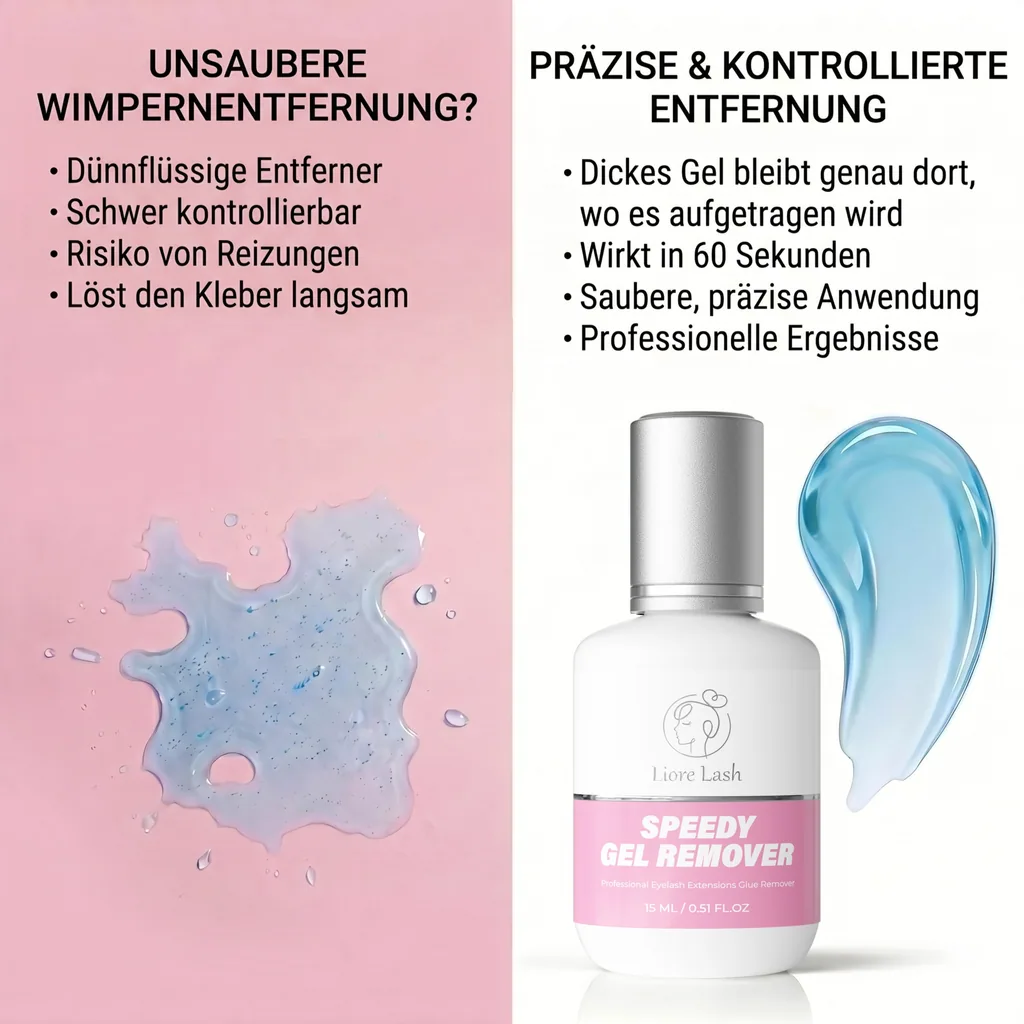 Wimpernverlängerungs-Gel-Remover – Liore Lash Schneller Remover, Schnelle Entfernung von Wimpernkleber in 60 Sekunden, Professionelle Gel-Formel für Wimpernverlängerungen, 15 ml