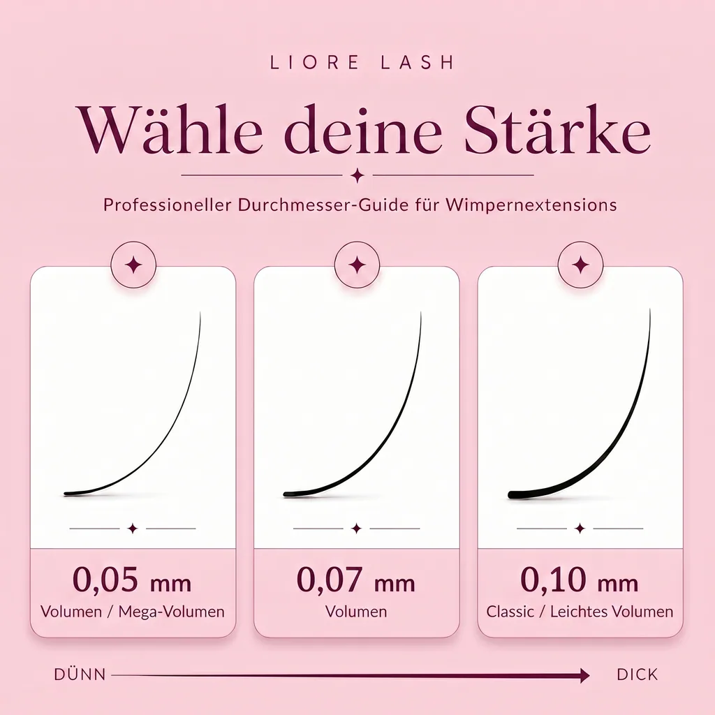 Liore Lash Wimpern für Verlängerungen, 16 Reihen, 0,05 mm, M-Curl, Längenmix 7-15 mm