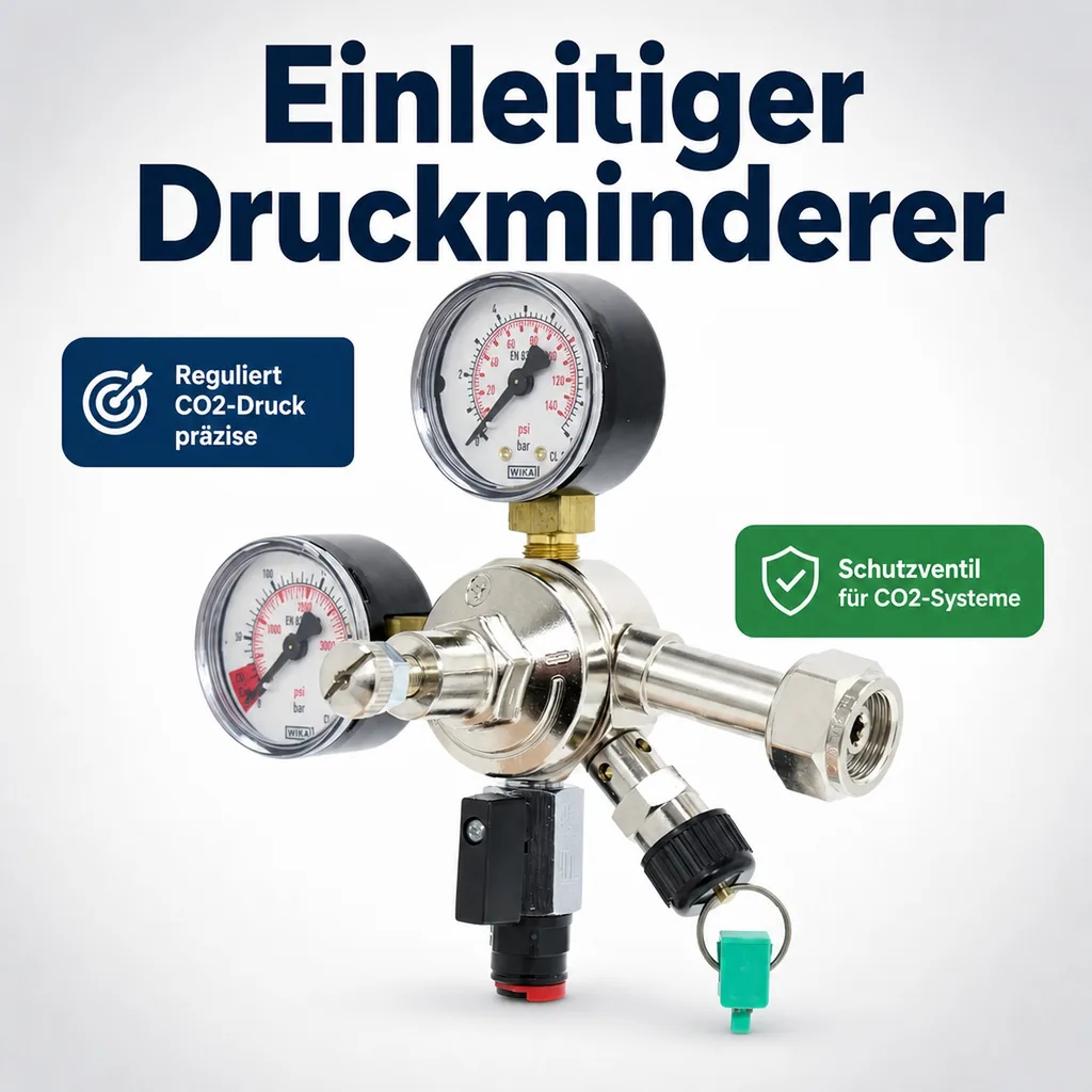 Druckminderer, Druckregler, Druckreduzierventil - CO2 für AFG 7bar, 1-leitig, Gewinde: John Guest 8 mm