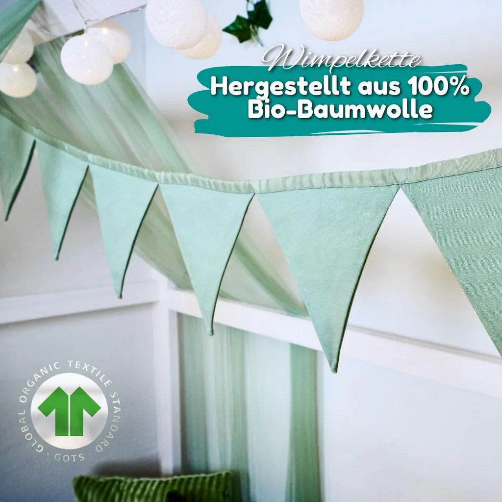 Alavya Home Hausbett Deko-Set 150x350 cm, 3-teilig: 2 Betthimmel + Wimpelkette, Khaki (ohne Lichterkette)