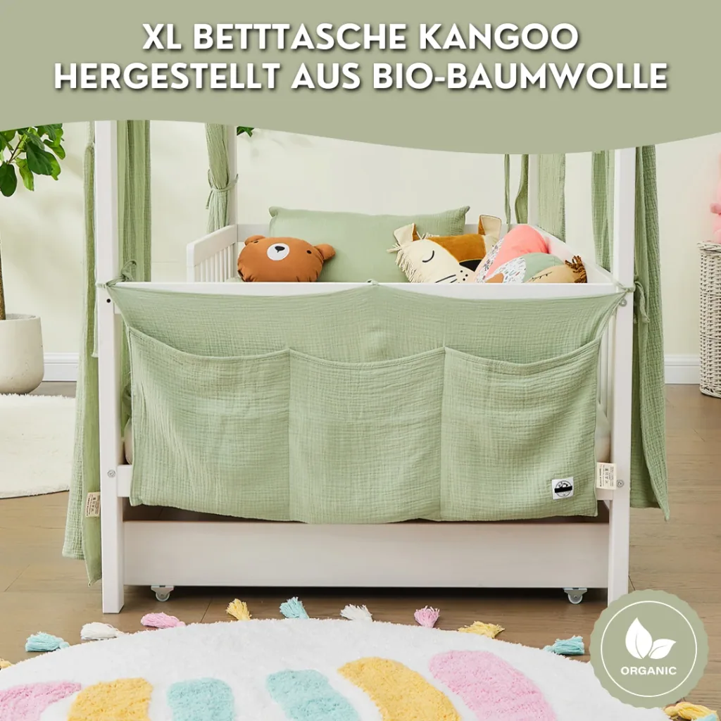 Alavya Home Babybett Betttasche Musselin Bio-Baumwolle - Khaki