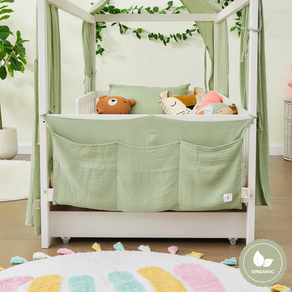 Alavya Home Babybett Betttasche Musselin Bio-Baumwolle - Khaki