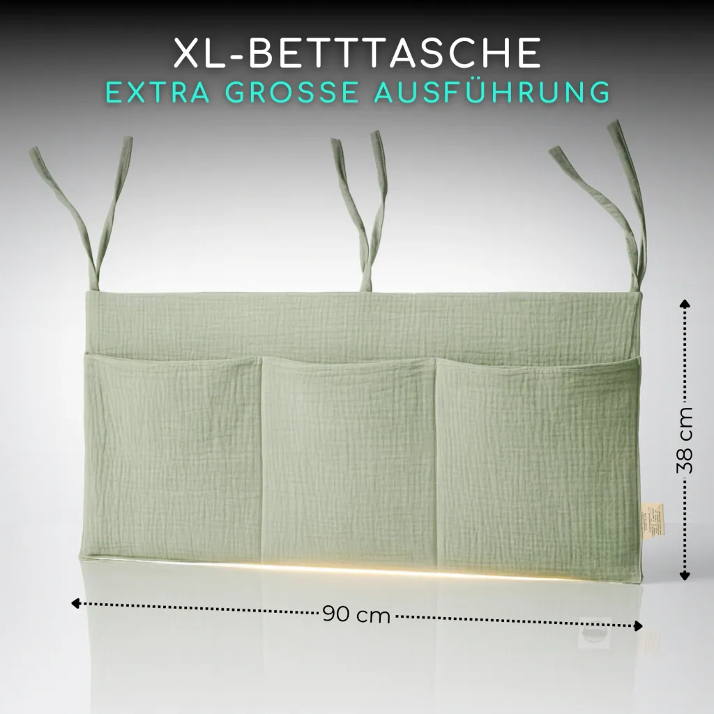 Alavya Home Babybett Betttasche Musselin Bio-Baumwolle - Khaki