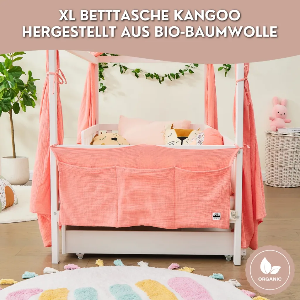 Alavya Home Babybett Betttasche Musselin Bio-Baumwolle - Rosa