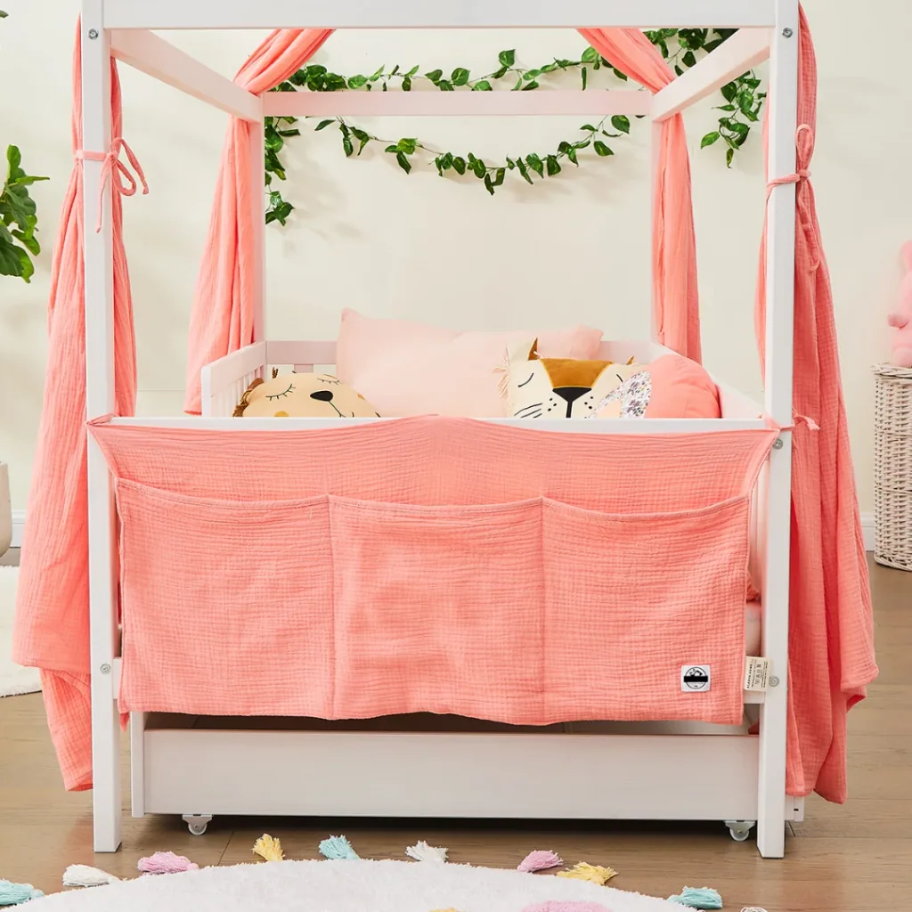 Alavya Home Babybett Betttasche Musselin Bio-Baumwolle - Rosa