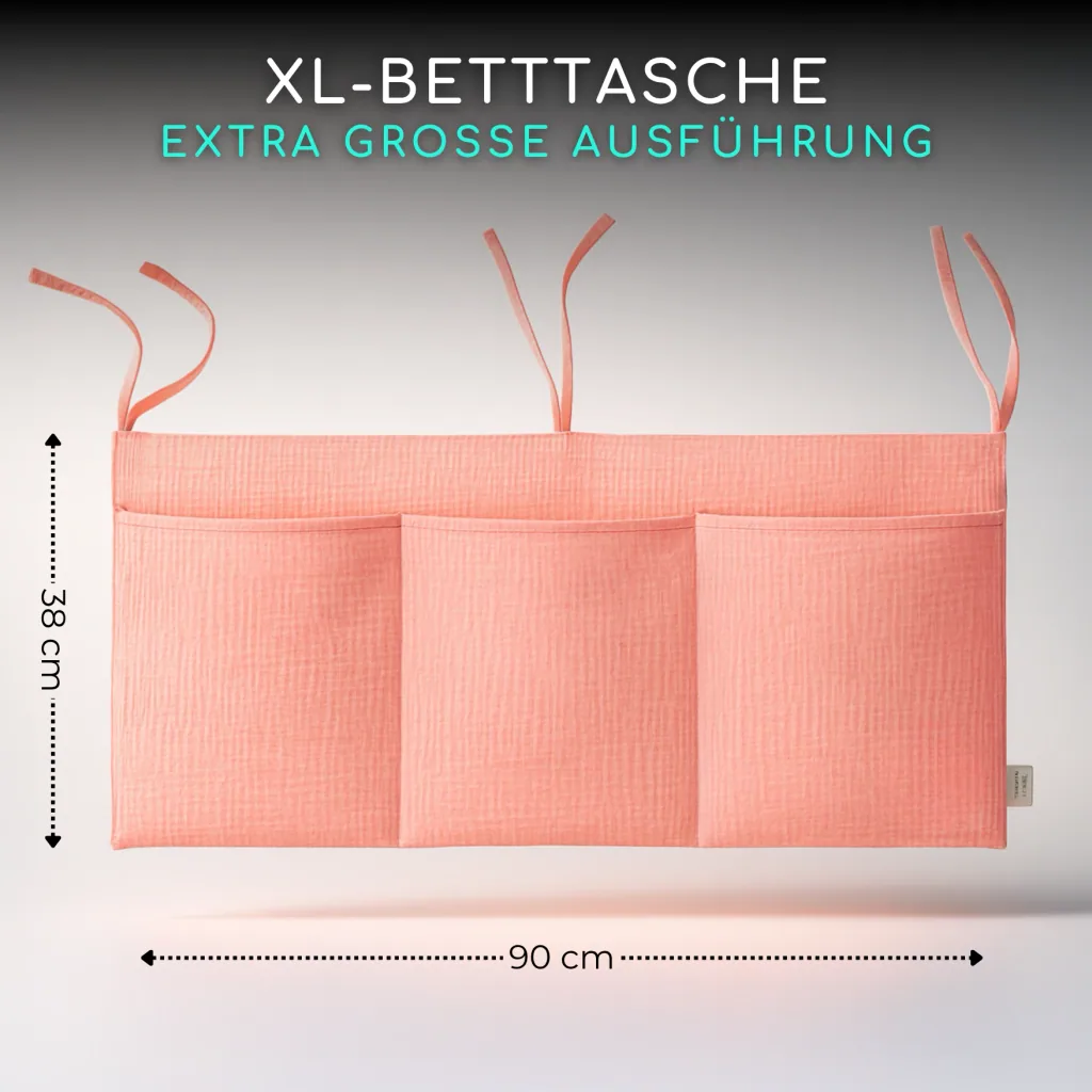 Alavya Home Babybett Betttasche Musselin Bio-Baumwolle - Rosa