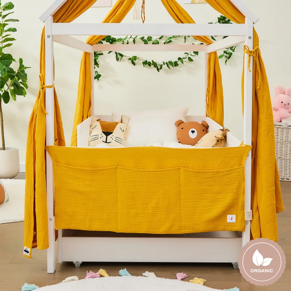 Alavya Home Babybett Betttasche Musselin Bio-Baumwolle - Senfgelb