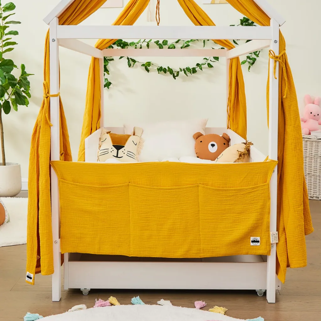 Alavya Home Babybett Betttasche Musselin Bio-Baumwolle - Senfgelb