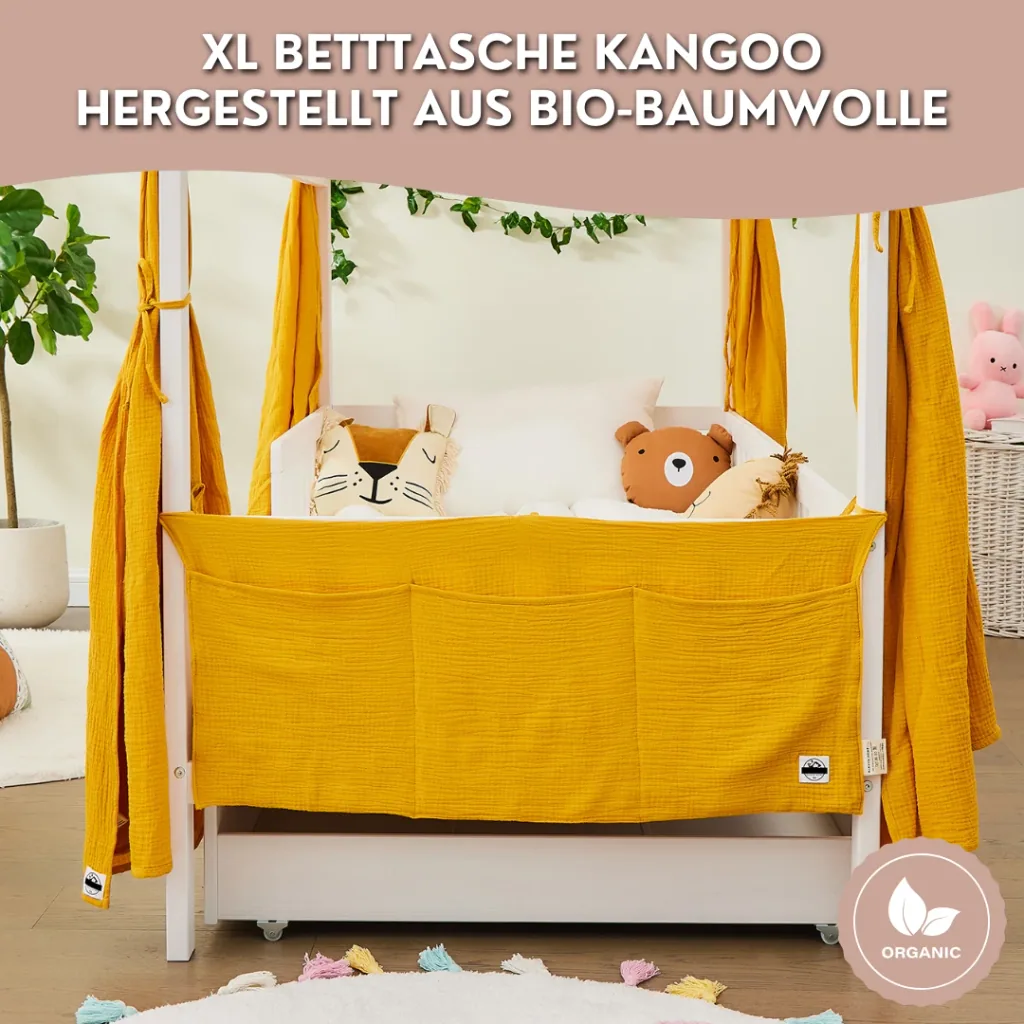 Alavya Home Babybett Betttasche Musselin Bio-Baumwolle - Senfgelb