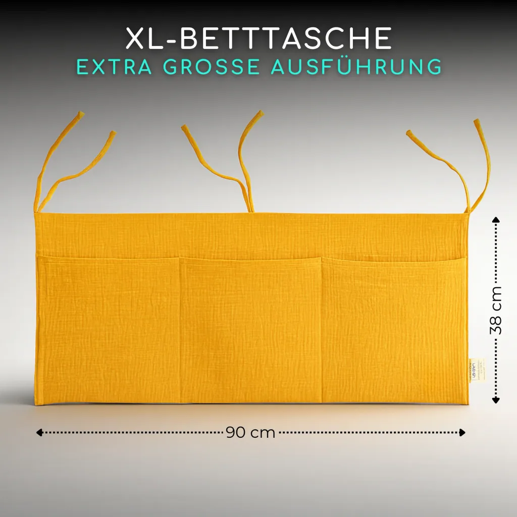 Alavya Home Babybett Betttasche Musselin Bio-Baumwolle - Senfgelb