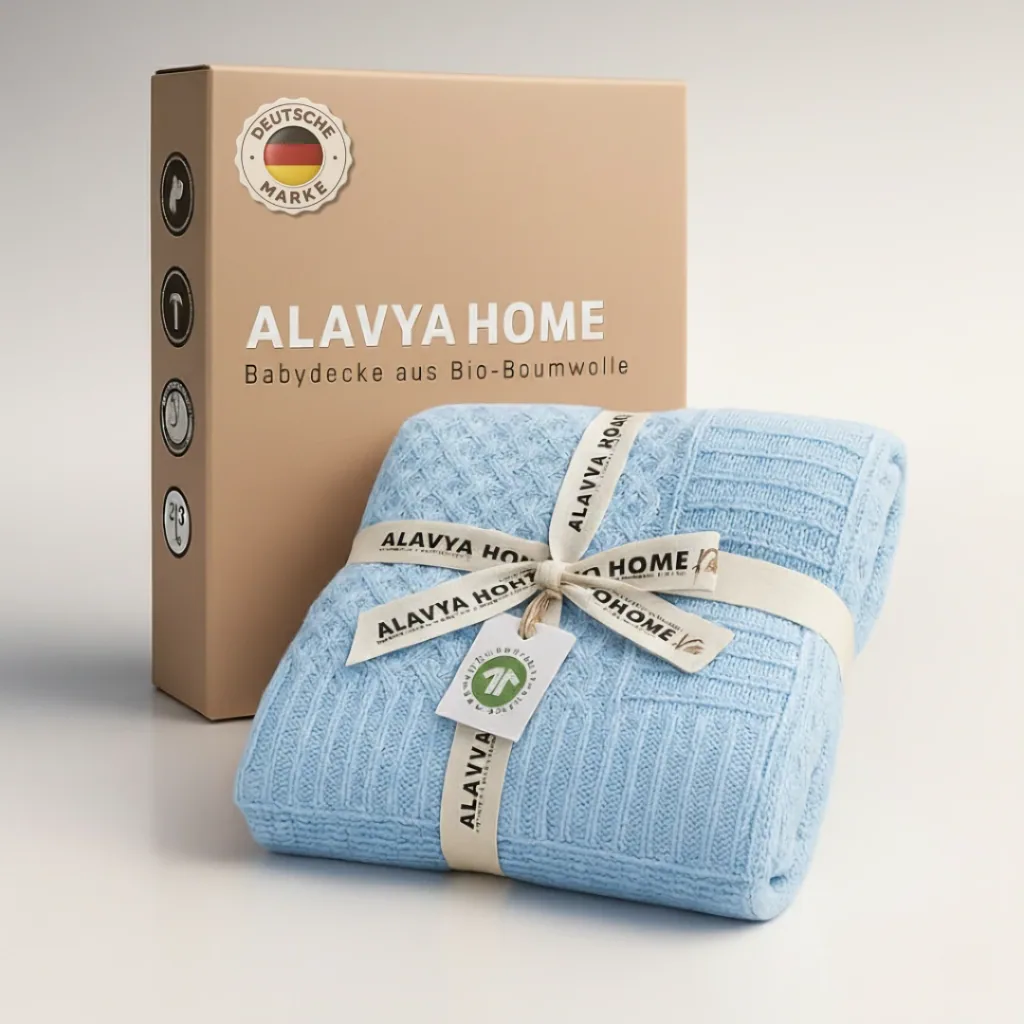 Alavya Home Babydecke 75x100 cm GOTS Bio-Baumwolle - Blau