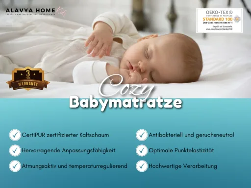Alavya Home Babymatratze 60 x 120 cm COZY Optional mit Bettlaken Kaltschaummatratze 120x60 Weiß - ohne Spannbettlaken