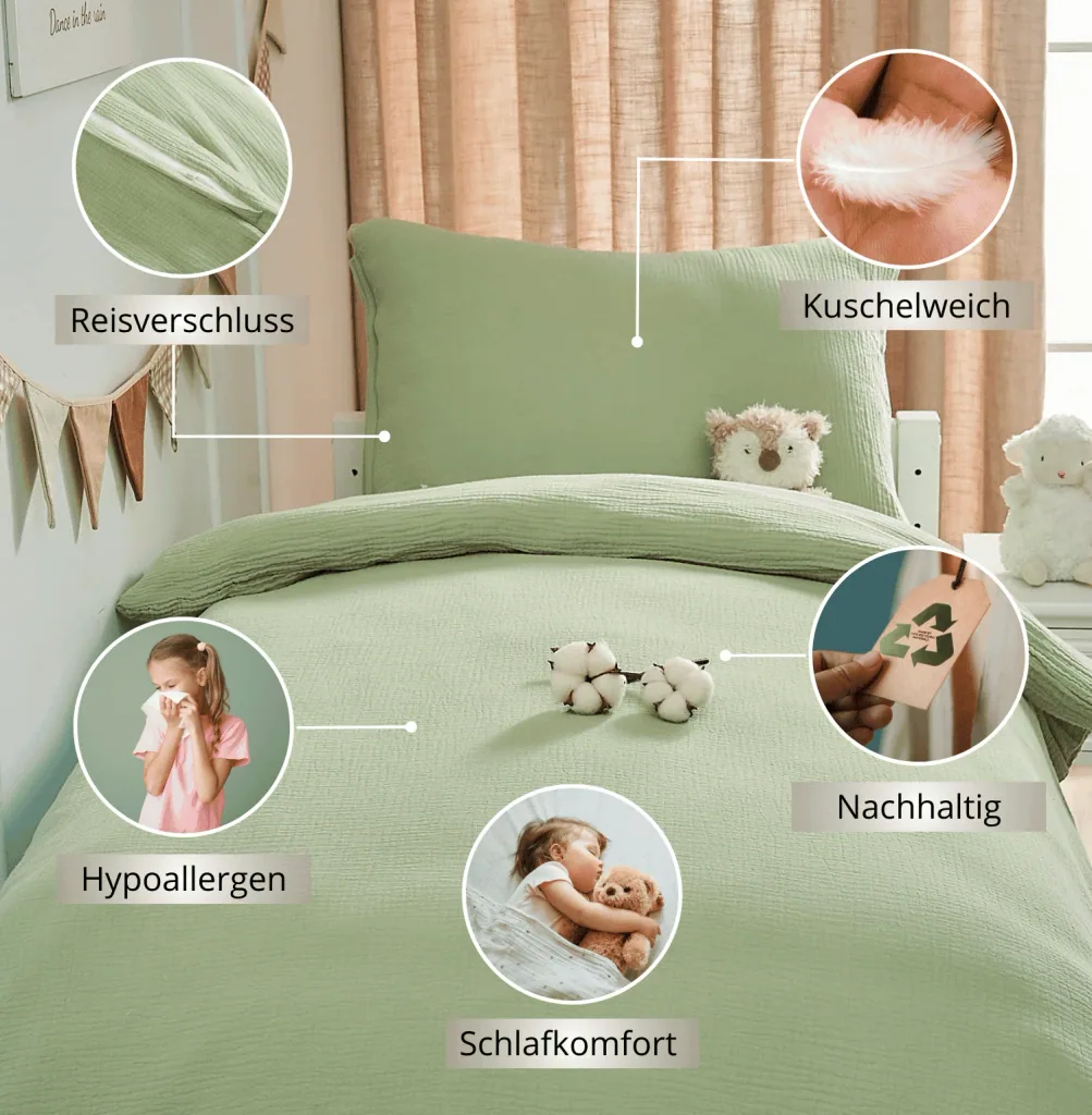 Alavya Home Kinderbettwäsche 135x200 cm Baumwolle - 2er-Set, Khaki