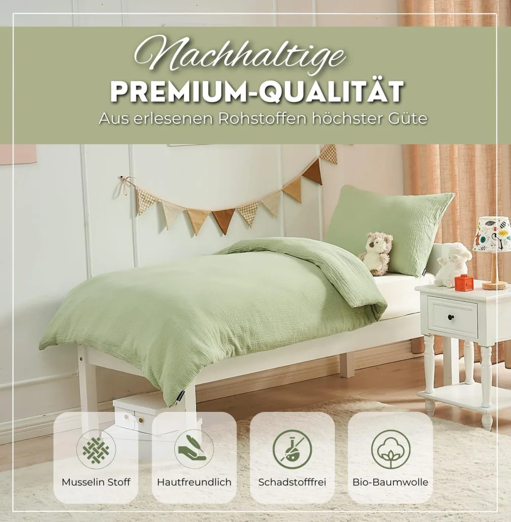 Alavya Home Kinderbettwäsche 135x200 cm Baumwolle - 2er-Set, Khaki