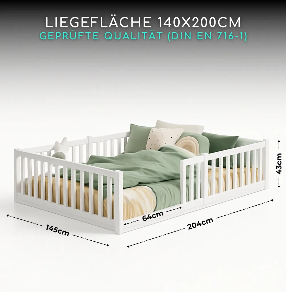 Alavya Home Bodenbett TITAN aus Buche Weiß 140 x 200 cm - FSC 100%