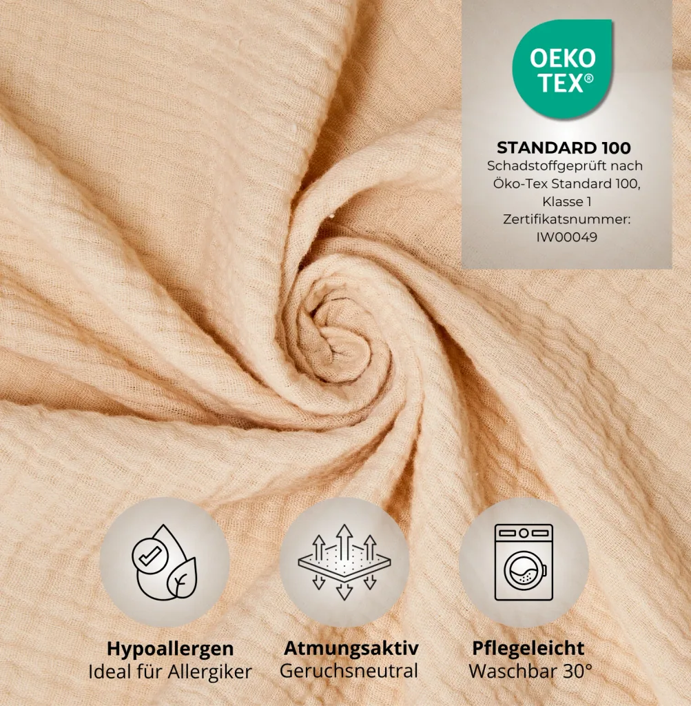 Alavya Home Dekoset aus 100% Bio-Musselin Baumwolle | 125x350cm Beige